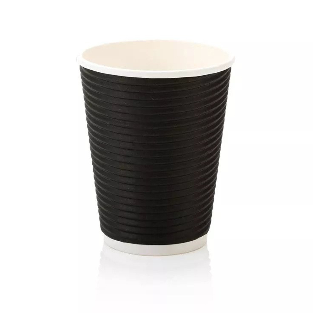HRW350-Blk-350ml-Horizontal-Ripple-Coffee-Cup-Black-new